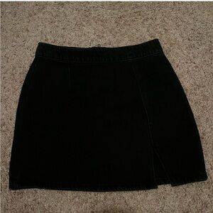 Forever 21 Black Denim Mini Skirt with Slit